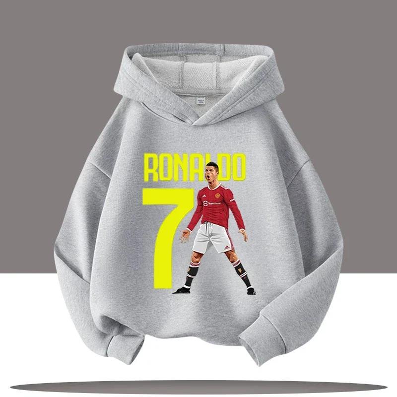 Haine noi de iarnă/toamnă Hanorac cu glugă pentru copii Ronaldo Tricou sport pentru băieți Imprimeu desen animat cu vedetă de fotbal Hanorace casual pentru copii