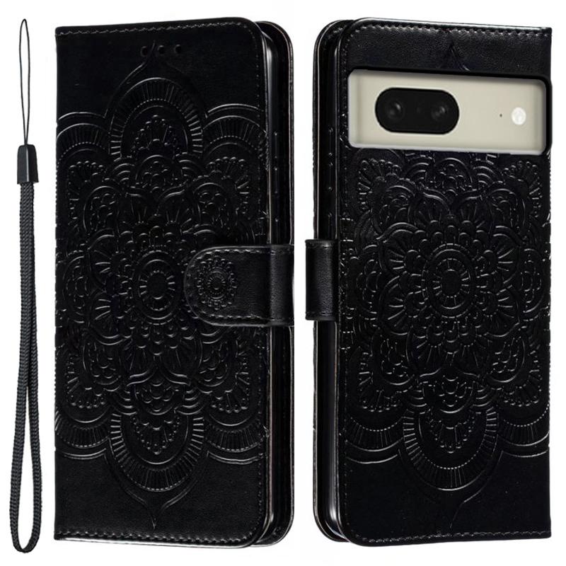 For Google Pixel 8 Case PU Leather Mandala Imprinted Design Wallet Phone Cover