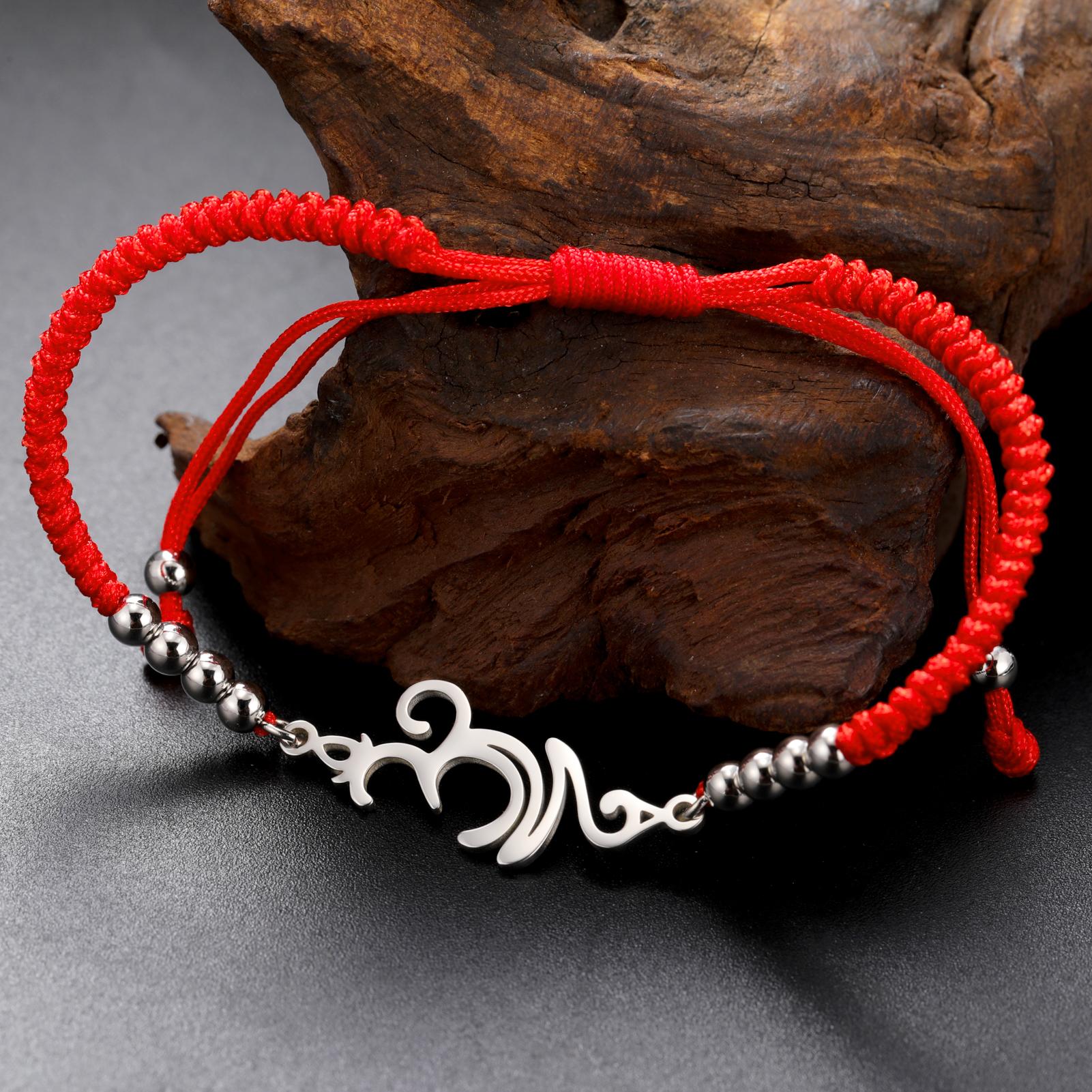 Lucktune OM Symbol Bracelets Stainless Steel Women s Hand Bracelet Unalome Lotus Buddhism Jewelry Supernatural Power Gifts Sale