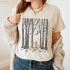 Cottagecore Fox T Shirt Folklore Forest Lino PrinT Vintage Forestcore Folk Art Linocut Aesthetic Vintage Washed Breathable