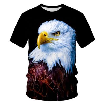 Men Spring Summer Tees Fashion Eagle Print Round Neck Short Sleeve 3D T-shirt