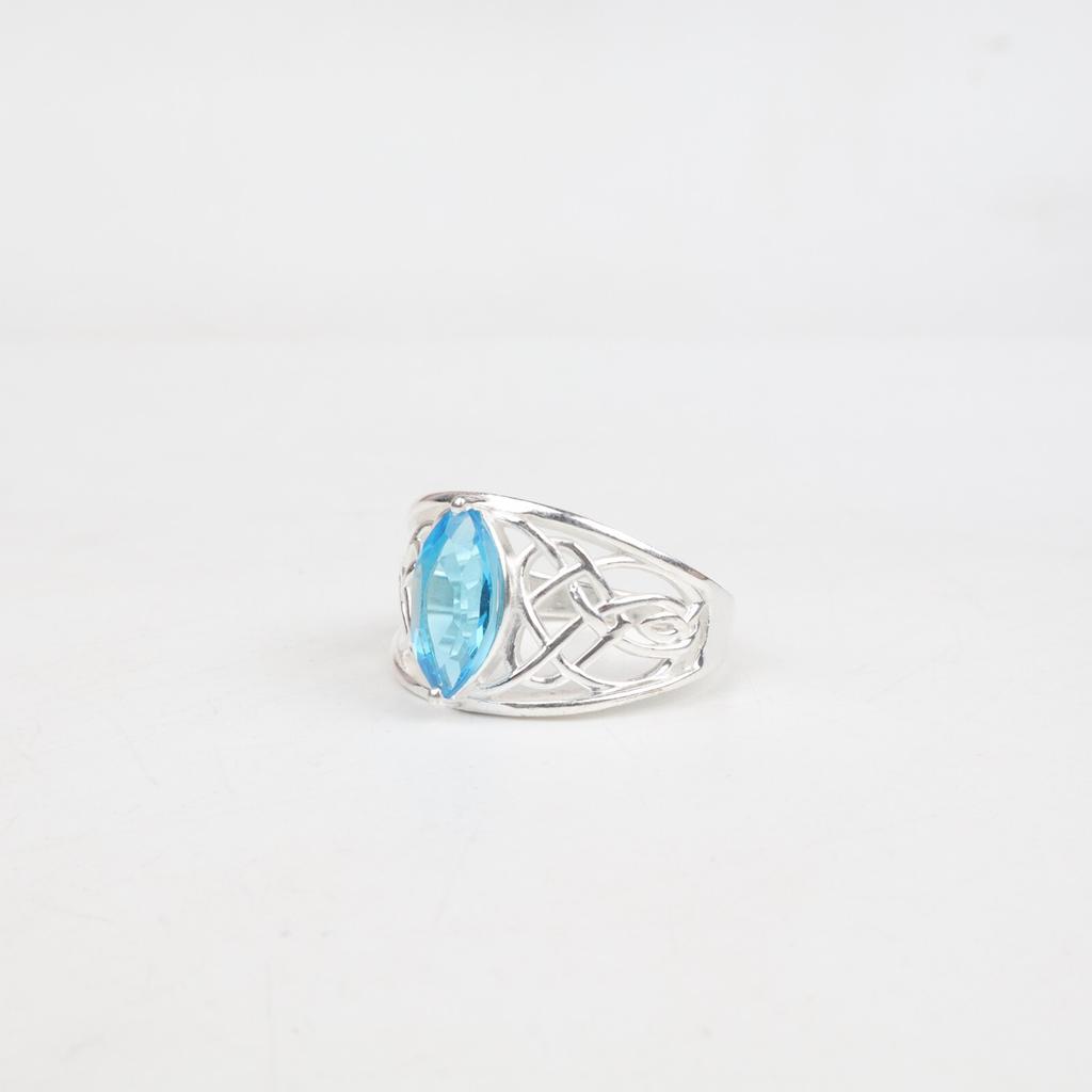 Swiss Blue Topaz Gemstone 925 Sterling Silver Boho Jewelry Ring For Women Gift CZR-3-1
