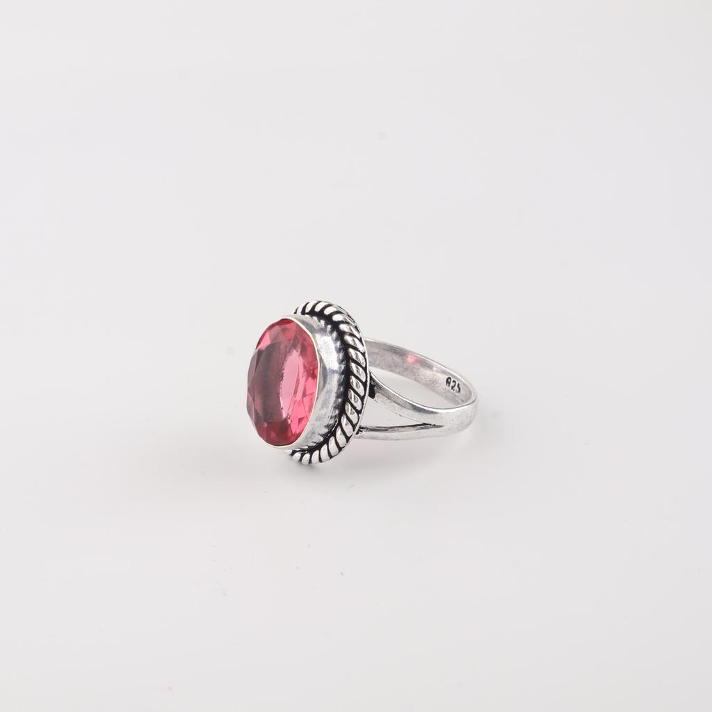 Rosa Turmal Edelstein 925 Sterling Silber Designer Damenring Für Damen RR-84-1