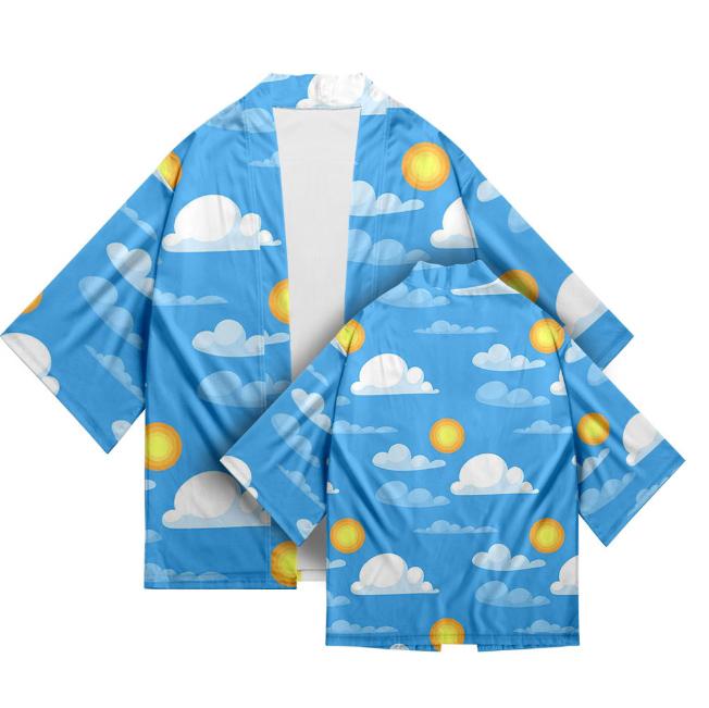 Women's Sun Pattern Series Shirt Performance Clothing Literature Japanese Uniform Dojo Hinoki Kimono Digital Printing