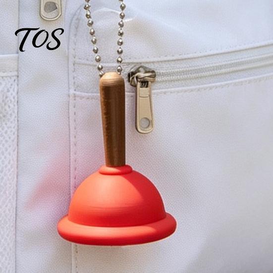 Toilet Plunger Clicker Mini Keychain, 3D Printed Finger Toy, Backpacks Handbag Purse Charm, Gag Gift Charm