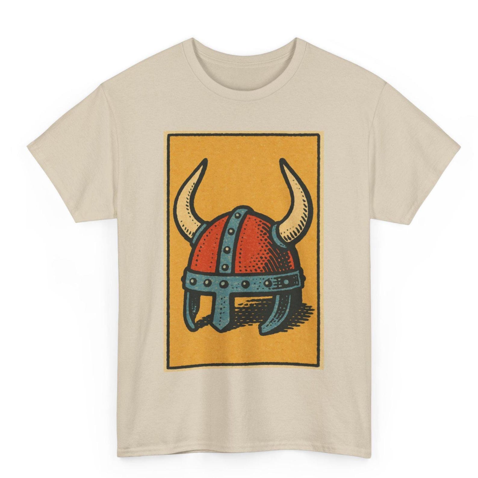 Viking Helmet T-Shirt: Retro Comic Norse Warrior Graphic Tee 3XL