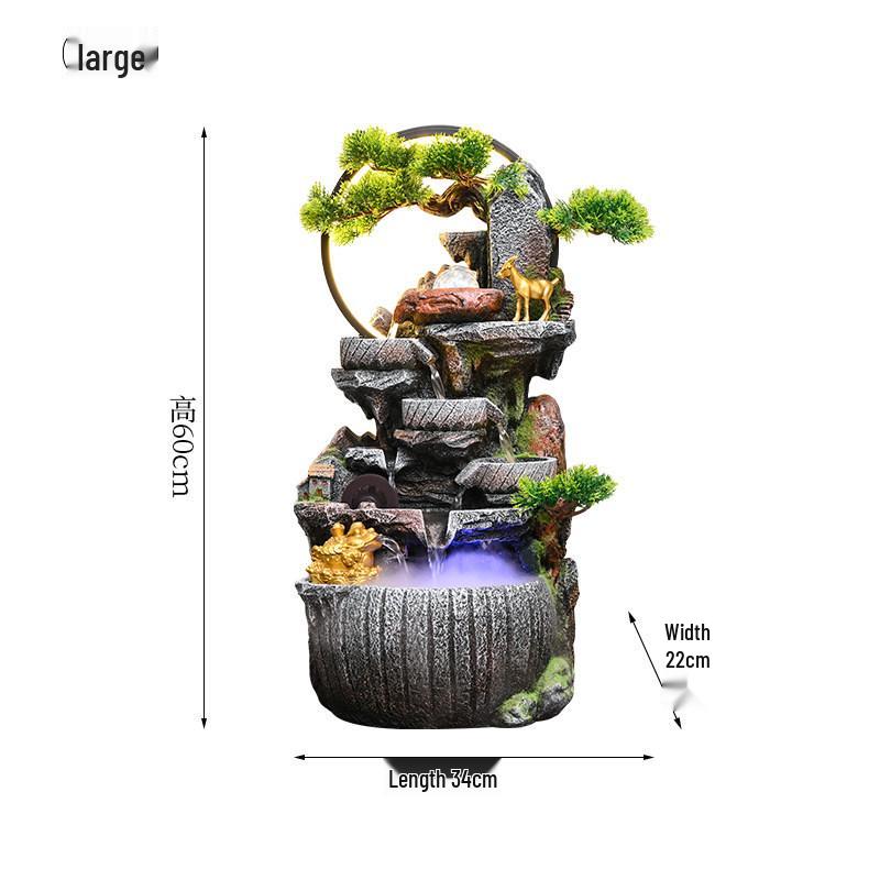 Desktop Feng Shui Rockery Water Feature with Recirculating Ball for Wealth and Luck, Perfect for Office, Living Room, or Opening Ceremony Gift.