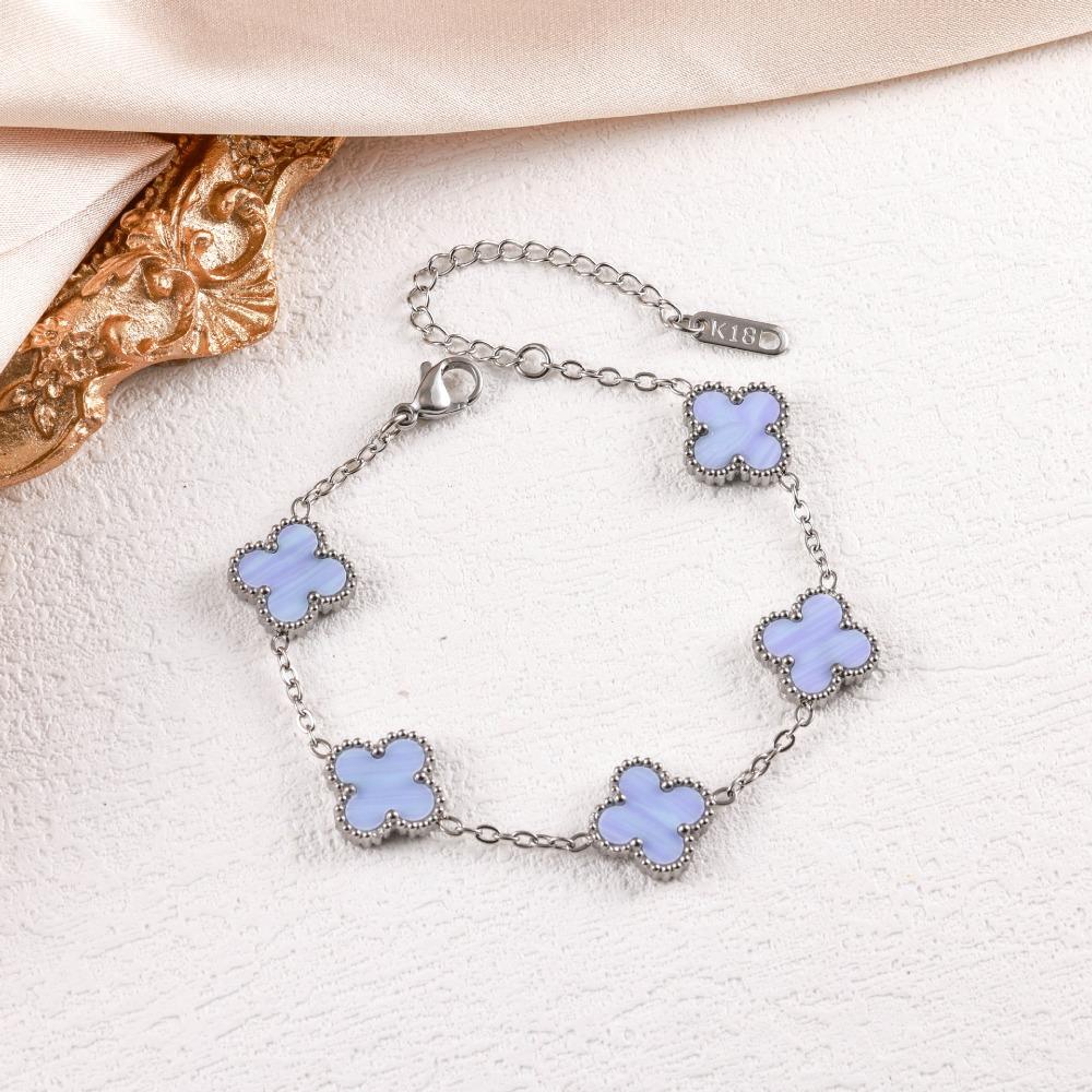 High-quality 13mm Four-leaf Clover Shell Bracelet Colorfast Plating Women's Bangle