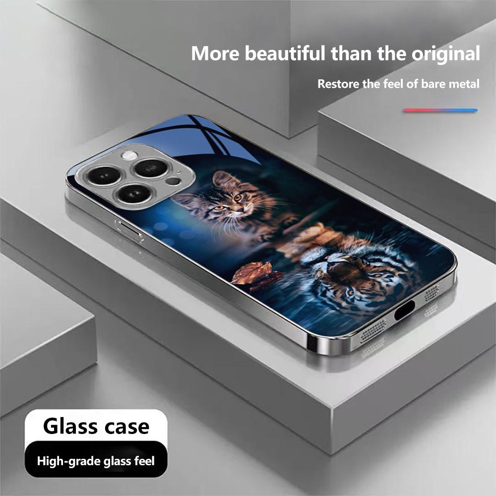 

Чехол для телефона N149 Cat Tiger Design Art для iPhone 16 15 Pro Max Samsung S24 Ultra A54 A35 Xiaomi Redmi Note 13 12 Pro с покрытием из закаленного стекла Infinix Smart 9