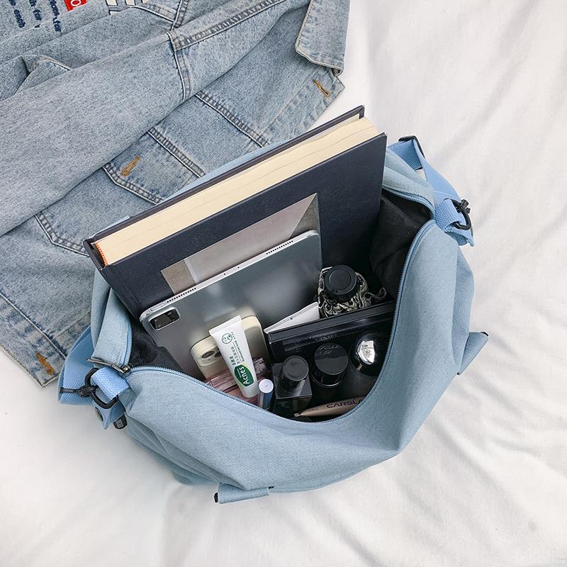 Torba Podróżna na Krótkie Dystanse Damska Torba Jeansowa o Dużej Pojemności na Ramię/Przez Ramię Torba Bagażowa