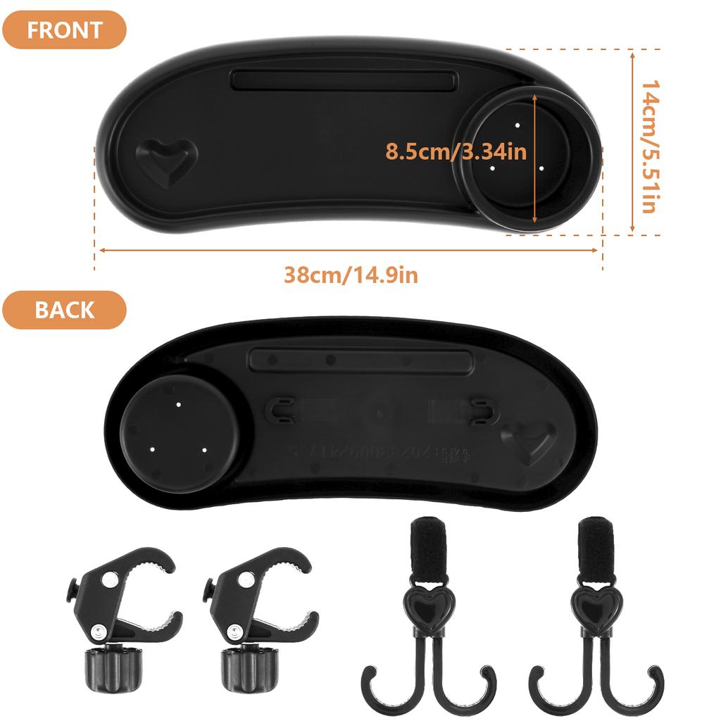3 In 1 Universal Baby Stroller Snack Tray Cup Holder Phone Stand Food Hook Removable Adjustable Buckle Girl Boy Milk Bottle Plat