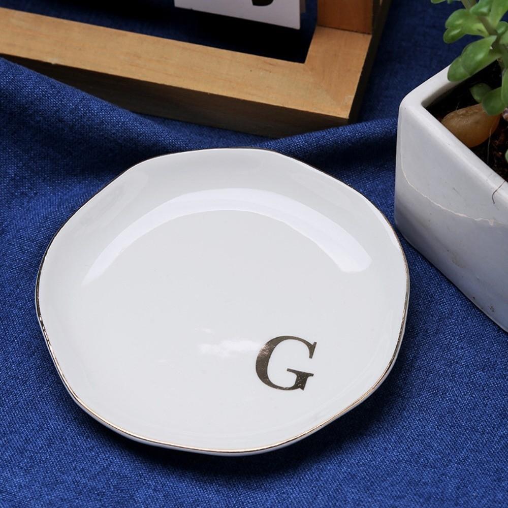 Gold Rim Monogram Letter Ring Dish A-Z Decorative Ring Holder Plate Blogger's Recommendation
