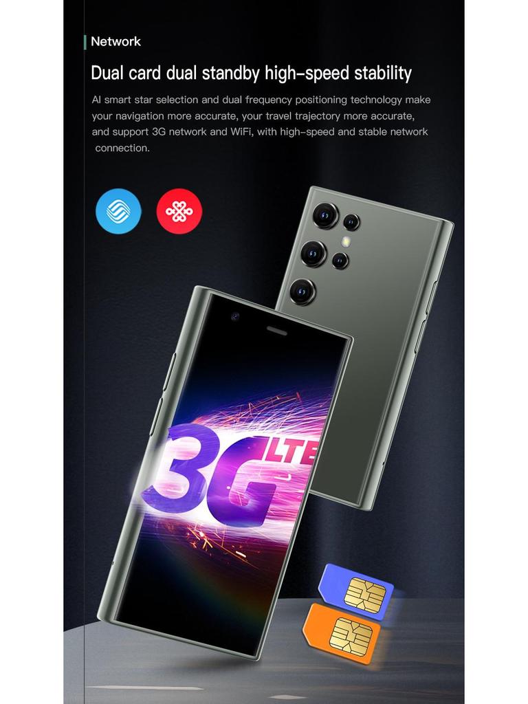 S23PRO Mini Smartphone: 3.0" Screen, 3G Network, Android with Google Play Store.
