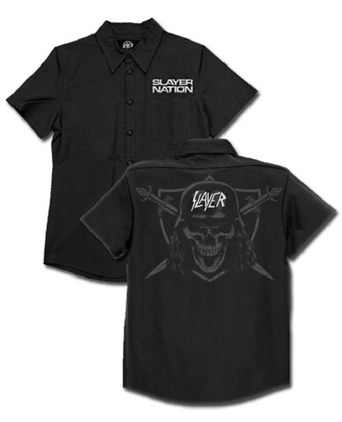 Slayer SLAYER NATION BUTTON DOWN WORK SHIRT NEW Licensed & Official Unisex T-Shirt S