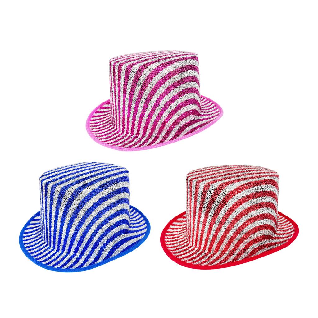 Magician Style Striped Lincoln Hat In With Metallic Finish For Costume Party Stage Performances Fashion Accessory