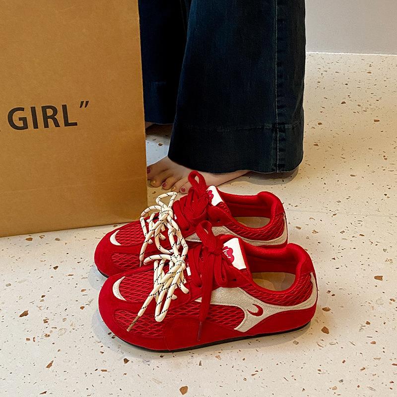 Thick-soled Mesh German Training Shoes Women's 2025 New Summer Versatile Breathable Casual Sports Forrest Gump Shoes Lightweight Dad Shoes