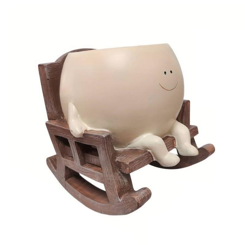 

Rocking Chair Smile Head Planter Succulents Flower Pots Outdoor Plant Flower Pots Ornaments Indoor Outdoor Garden 1