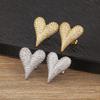 Nidin Korea Popular Love Heart Shape Fashionable Stud Earrings For Women Sparkling Zircon Light Luxury Ear Jewelry Party Gifts