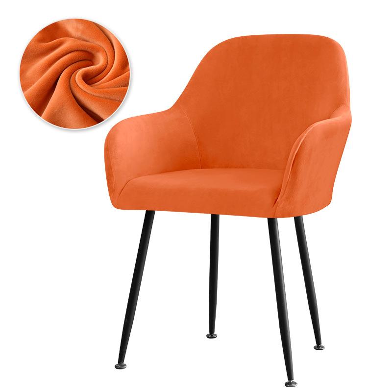 Curved Dining Chair Cover Simple Silver Fox Velvet Fabric Makeup Chair Cover Elastic Home Hotel High-end High Armchair Cover