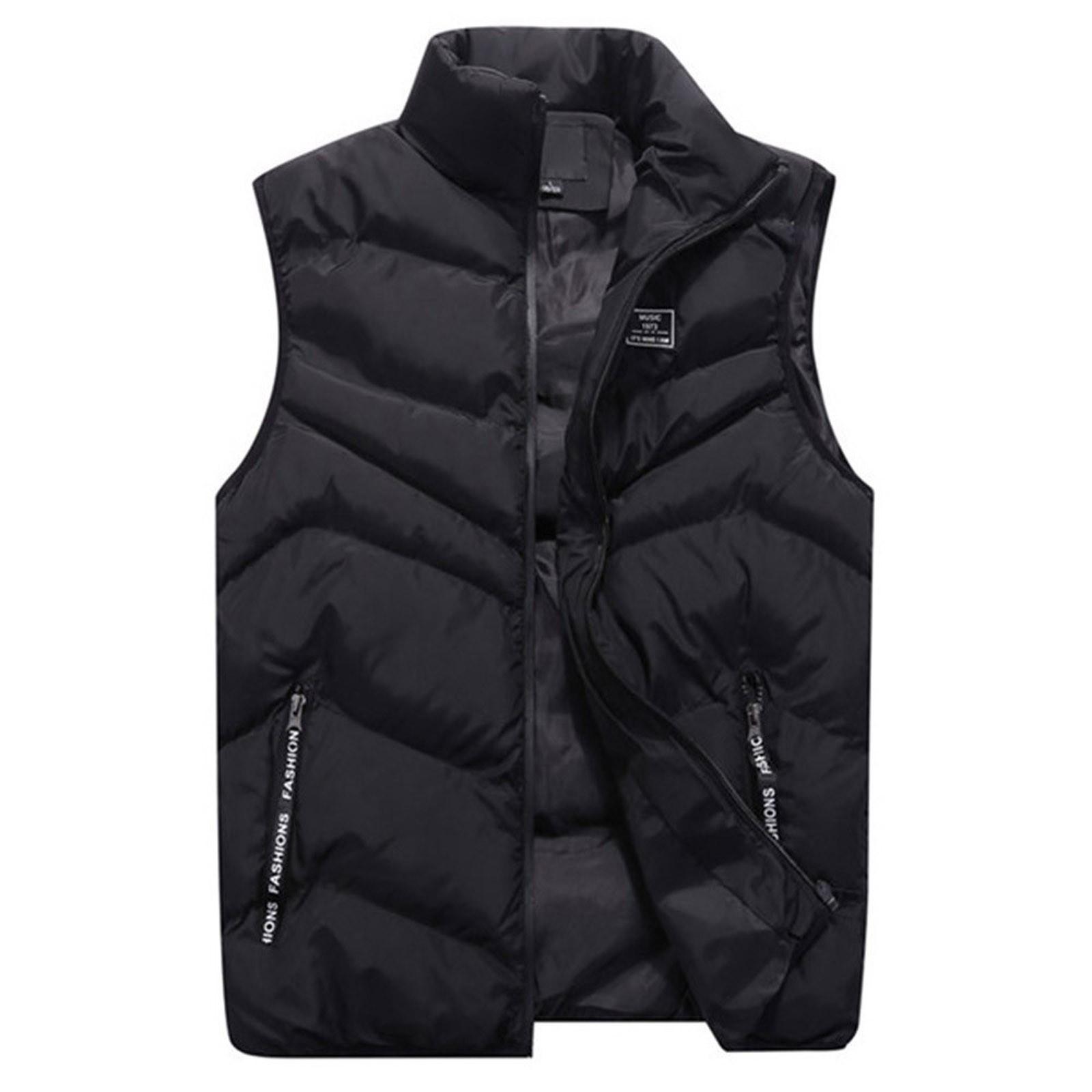 

Men Winter Fashion Stand Collar Color Waistcoat Vest Jacket Top Coat XL чорний