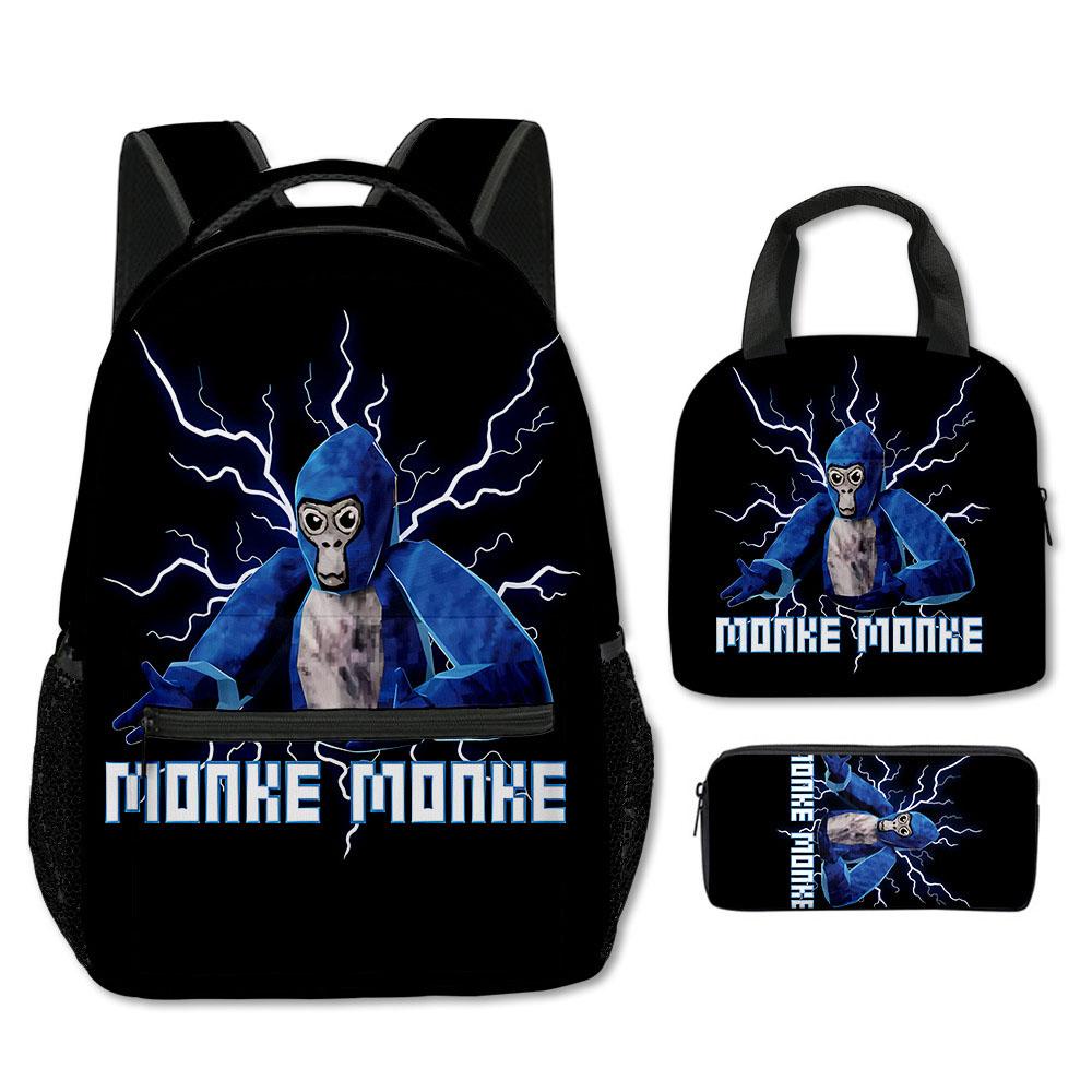 Fashion Novelty Cool Novelty Gorilla tag 3D Print 3pcs/Set Student School Bags Laptop Backpack Crossbody Lunch bag Pencil Case