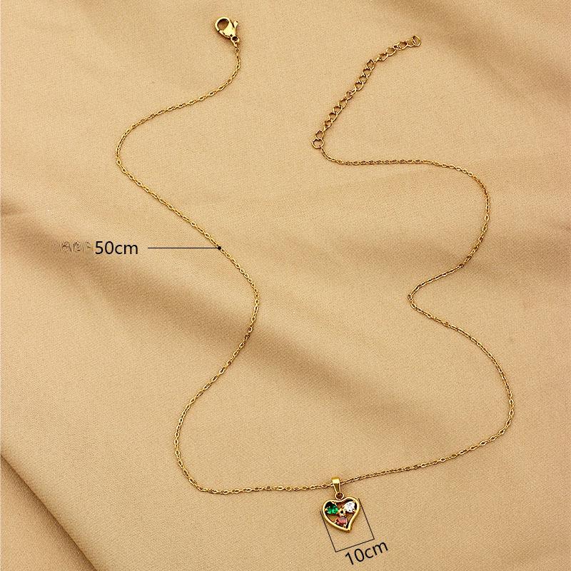 GemChic Women's Sweet Fashion Colorful Trend Zircon Pendant Necklace Female Simple Clavicle Chain Birthday Christmas Jewelry Gift