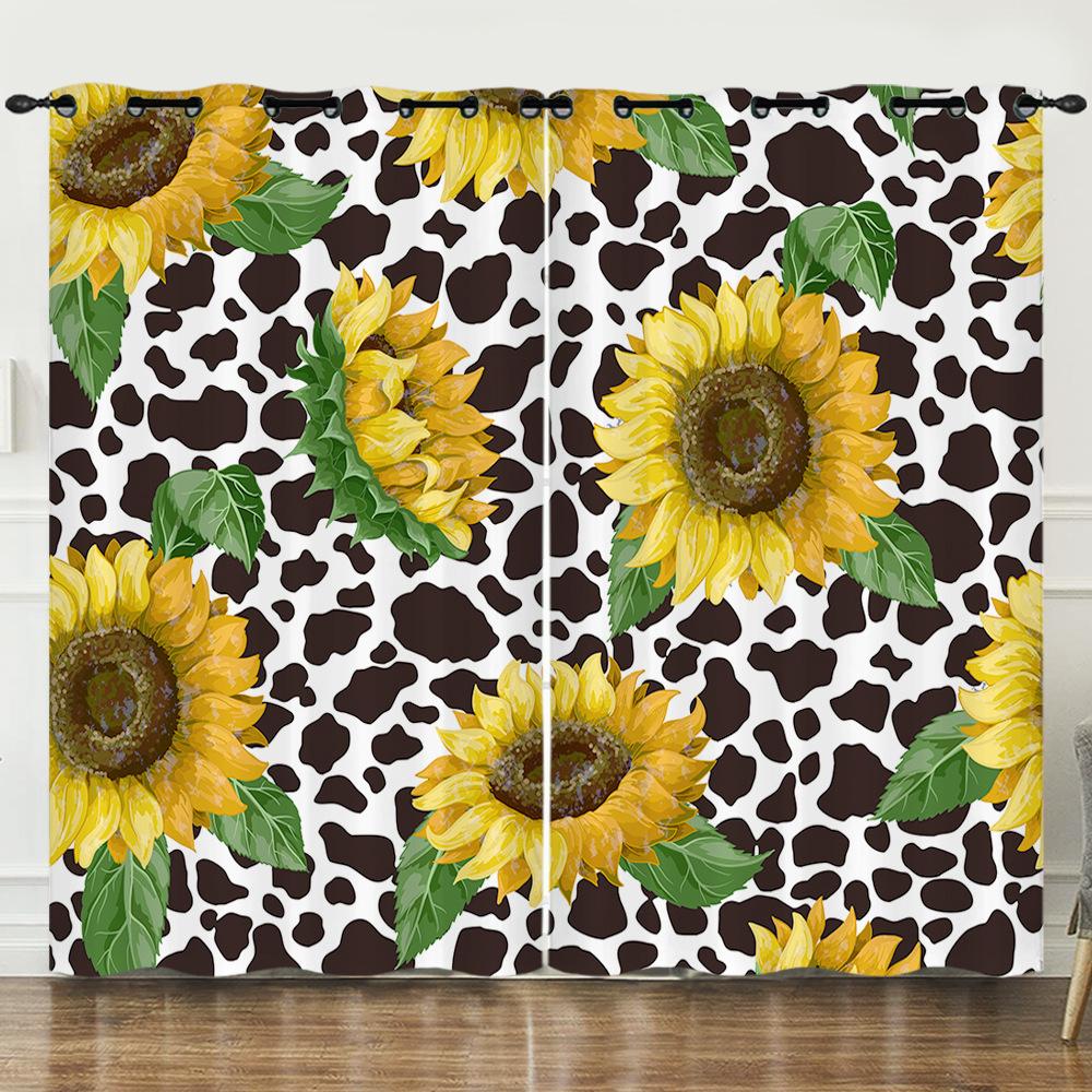 Flower Series Sunflower Digital Printing Curtain Blackout And Punching