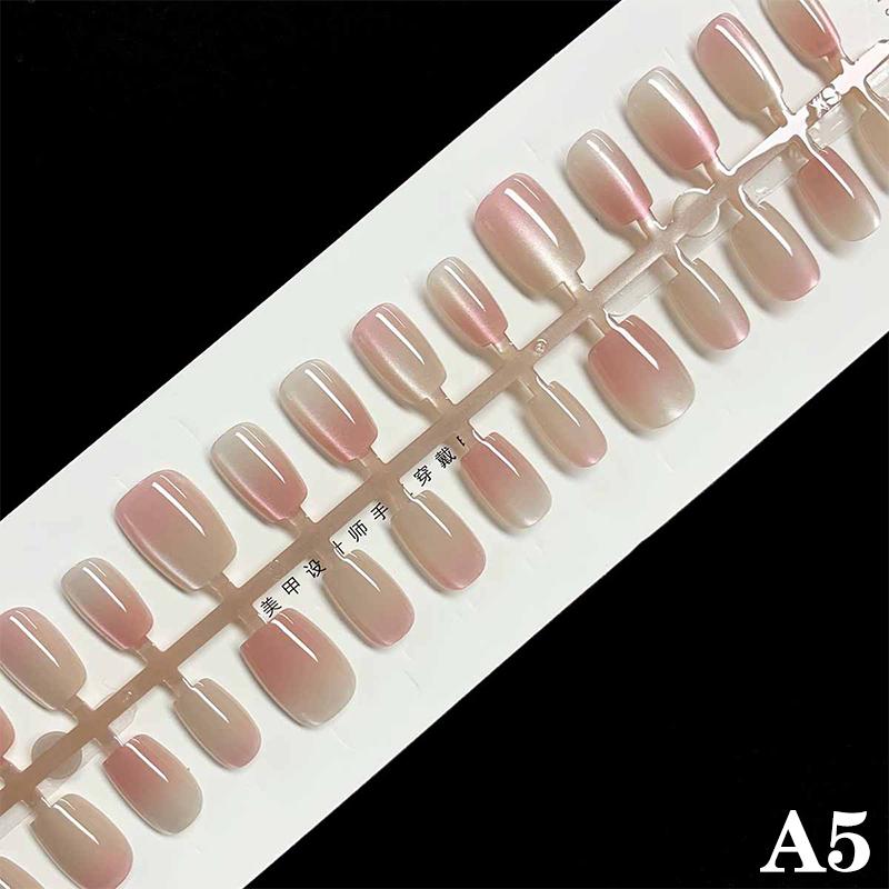 30Pcs Different Size Short Press On Nails Cat Eyes Pure Ballerina Decoration Wearable False Nails Full Cover Nail Tips Art