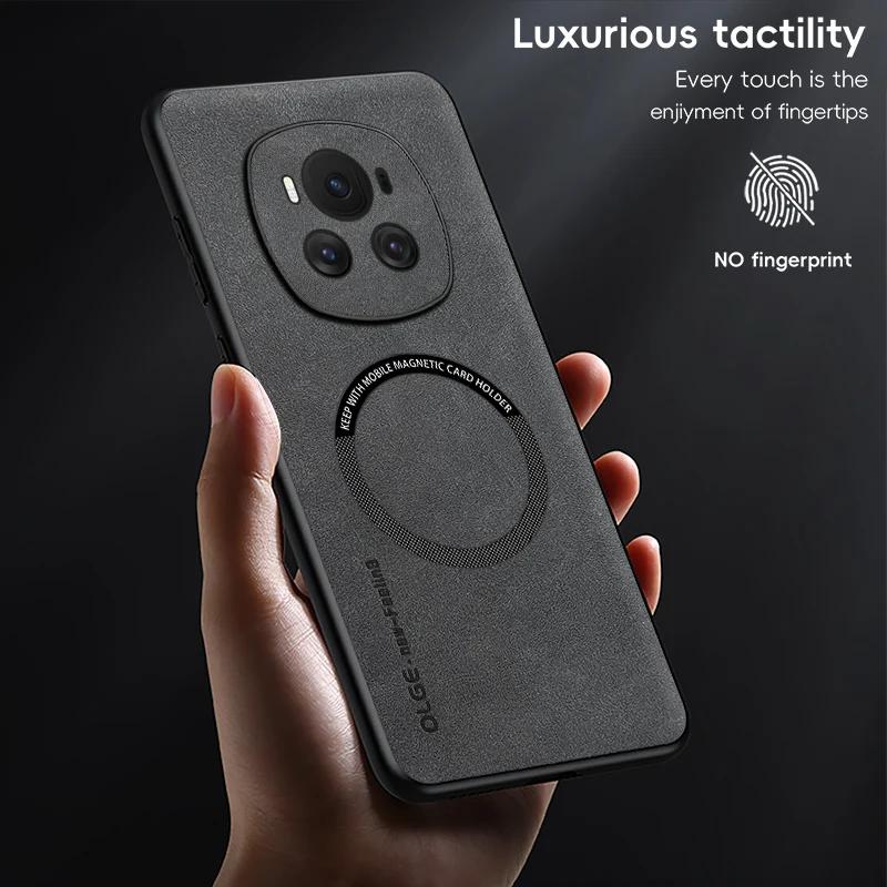For Honor Magic 7 7 Pro 6 6 Pro Fine Hole Sheepskin Magnetic TPU Soft Edge Anti-Drop Anti Fingerprint Phone Case