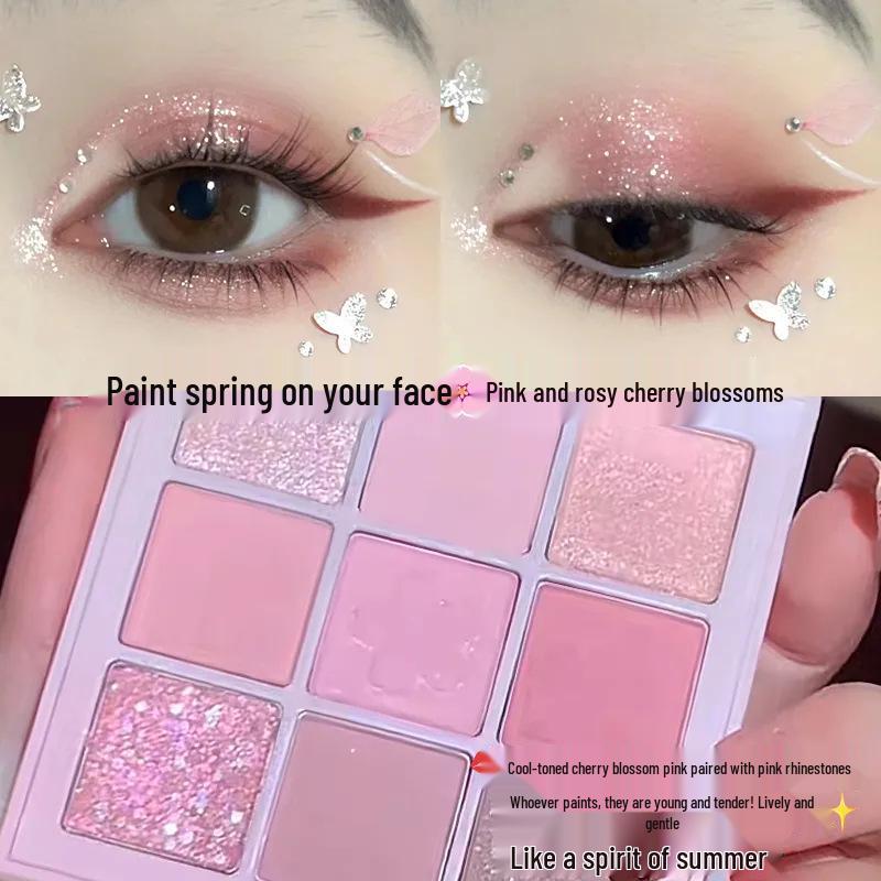 KAPEL Lucky Cherry Blossom Nine-Color Eyeshadow & Blush Palette - Spring Limited Edition Pink