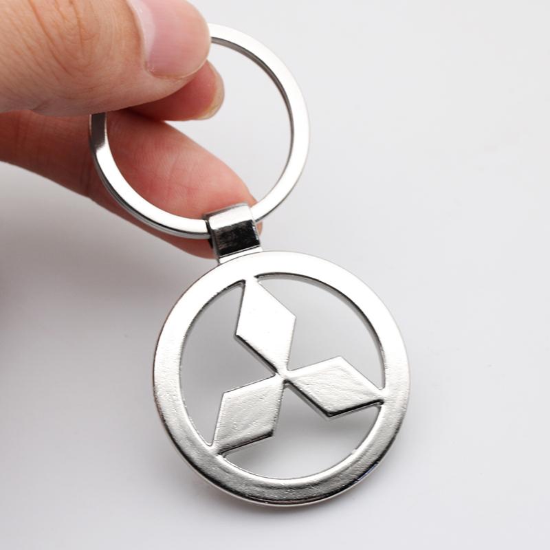For Mitsubishi Ralliart Asx Lancer 9 Outlander 3 l200 Pajero 3D Metal Car Logo Keychain Badge Emblem Key Chain Rings Accessories