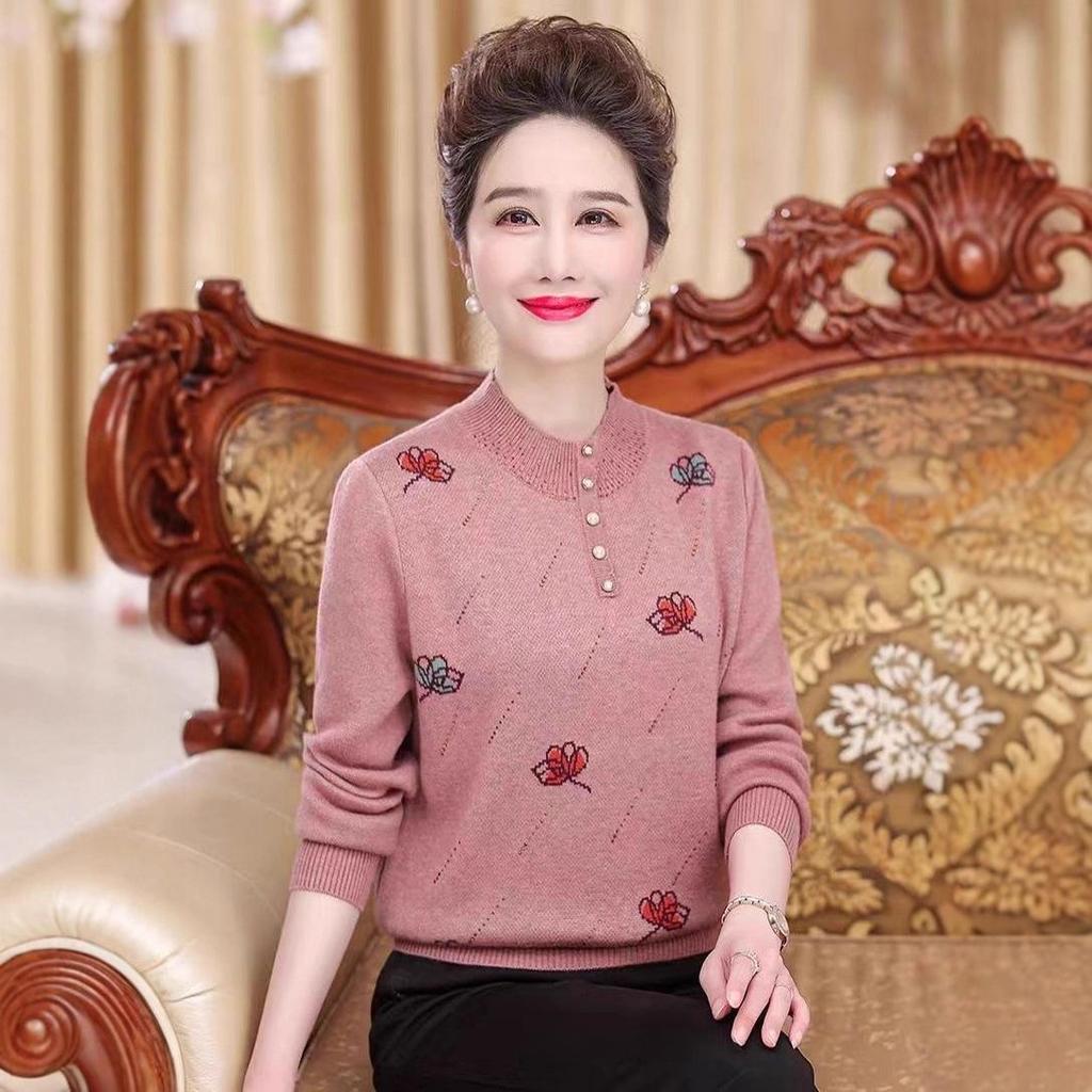 Middle-aged & Plus Size Warm Wool Sweater - Thick, Loose Fit for Moms