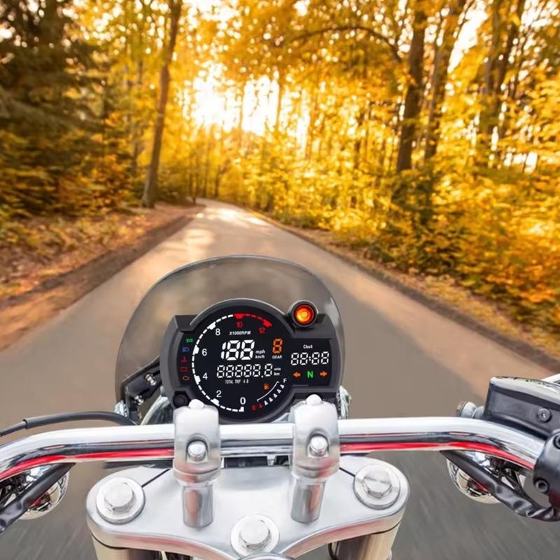 12V Advanced Motorcycle Dashboard Odometer Assembly Digital Speed Tracking System Integrated Fuel Meter ABS Construction
