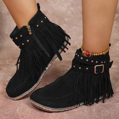 Bottines Bohèmes pour Femmes Bottines Courtes Rétro en Fausse Suède à Sangle à Boucle Grandes Tailles Chaussures Plates Légères pour Femmes De Mujer