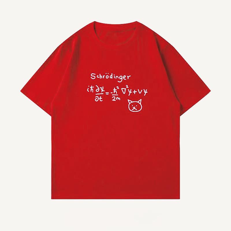 2025 Summer New Schrodinger's Cat Pattern Printed and Fashionable Short-sleeved Streetwear for Men and Women