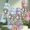 1PC Two Little Girls Best Friend Print 750ml Color Plastic Sports Water Bottle Leakproof Flip Straw Lid Suitable for Sports Office Home Use