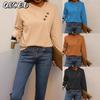 Women's Fashion Casual Solid Color Print Long Sleeve V Neck Blouses & Shirts