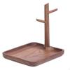 Wooden Organizer with Hooks Compact Entryway Tray Post Wood Grain Tabletop Storage