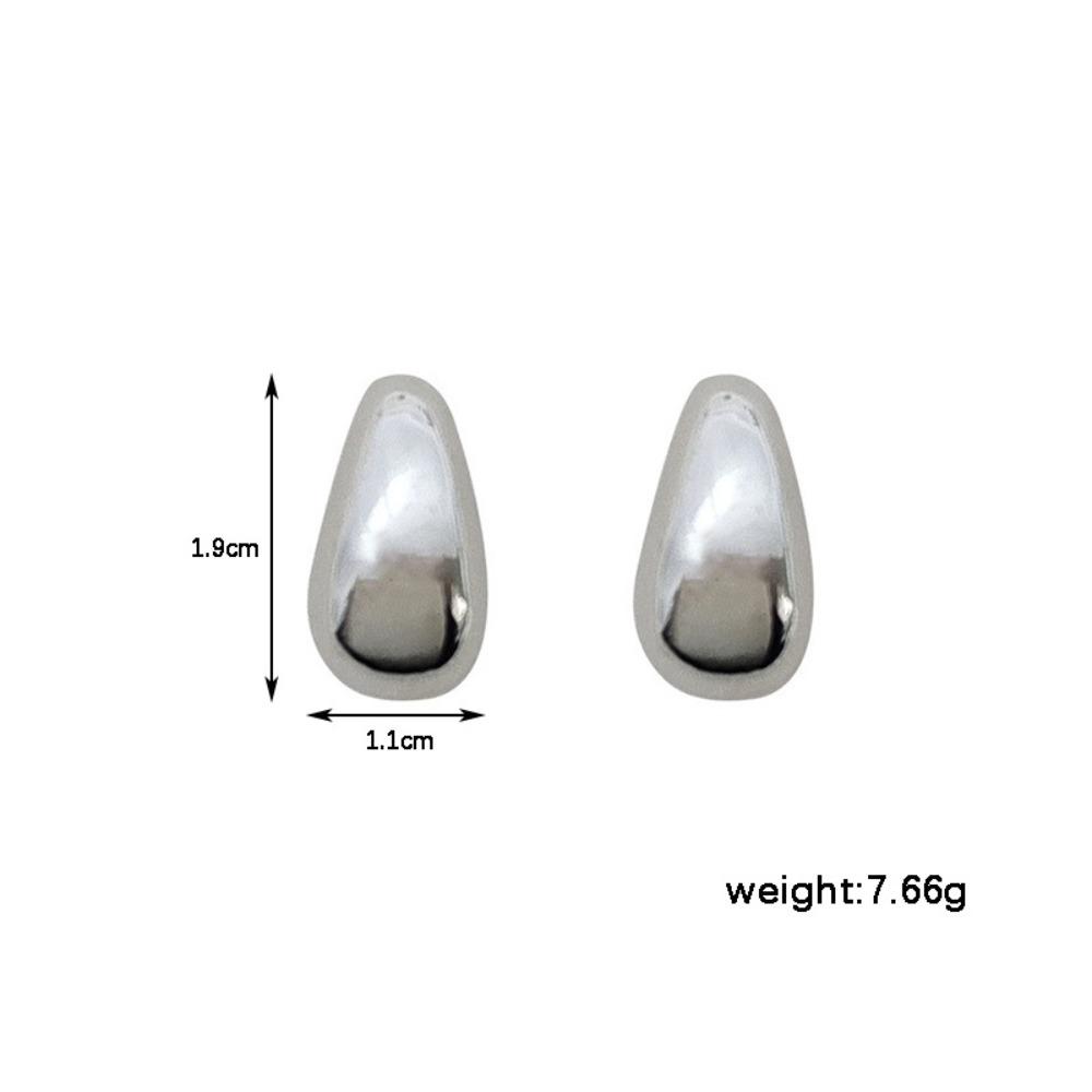 Water Droplet Glossy Teardrop Earrings Retro Half-round Stud Earrings Metal Drop Earrings  Women