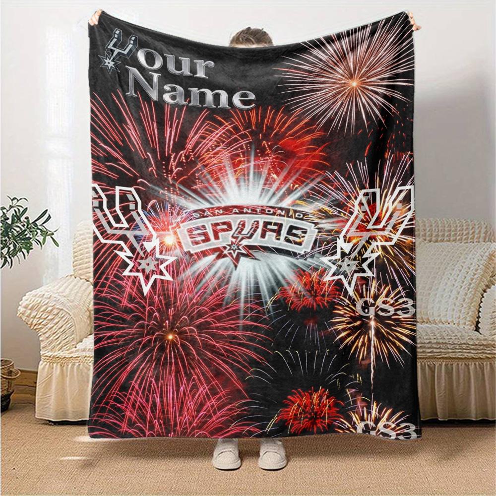 Name Custom San Antonio Spurs Logo Print Flannel Blanket High Quality Warm Comfortable Cover for All Seasons Perfect for Gifts Home Decor