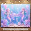 2D Flat Backdrop1pc Mermaid Birthday Backdrop Banner Polyester Wall Decor For Living Room Bedroom Office Outdoor Decor Holiday Gift