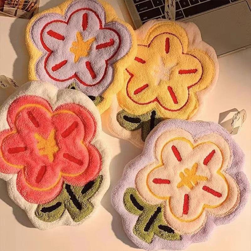 Blumenform Handtuch Super Saugfähig Reinigungstuch Badezimmer Küche Aufhängbar Handwisch Tuch Verdickt Taschentuch Spültuch
