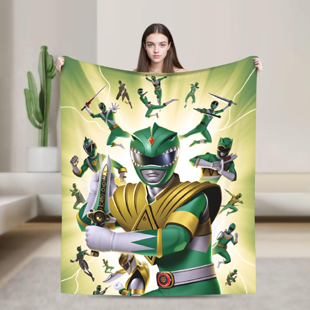 M-Mighty Morphin Super Warm Blankets  Cartoon P-Power Rangers Picnic Plush Bedding Throws Novelty Flannel Bedspread Sofa Bed