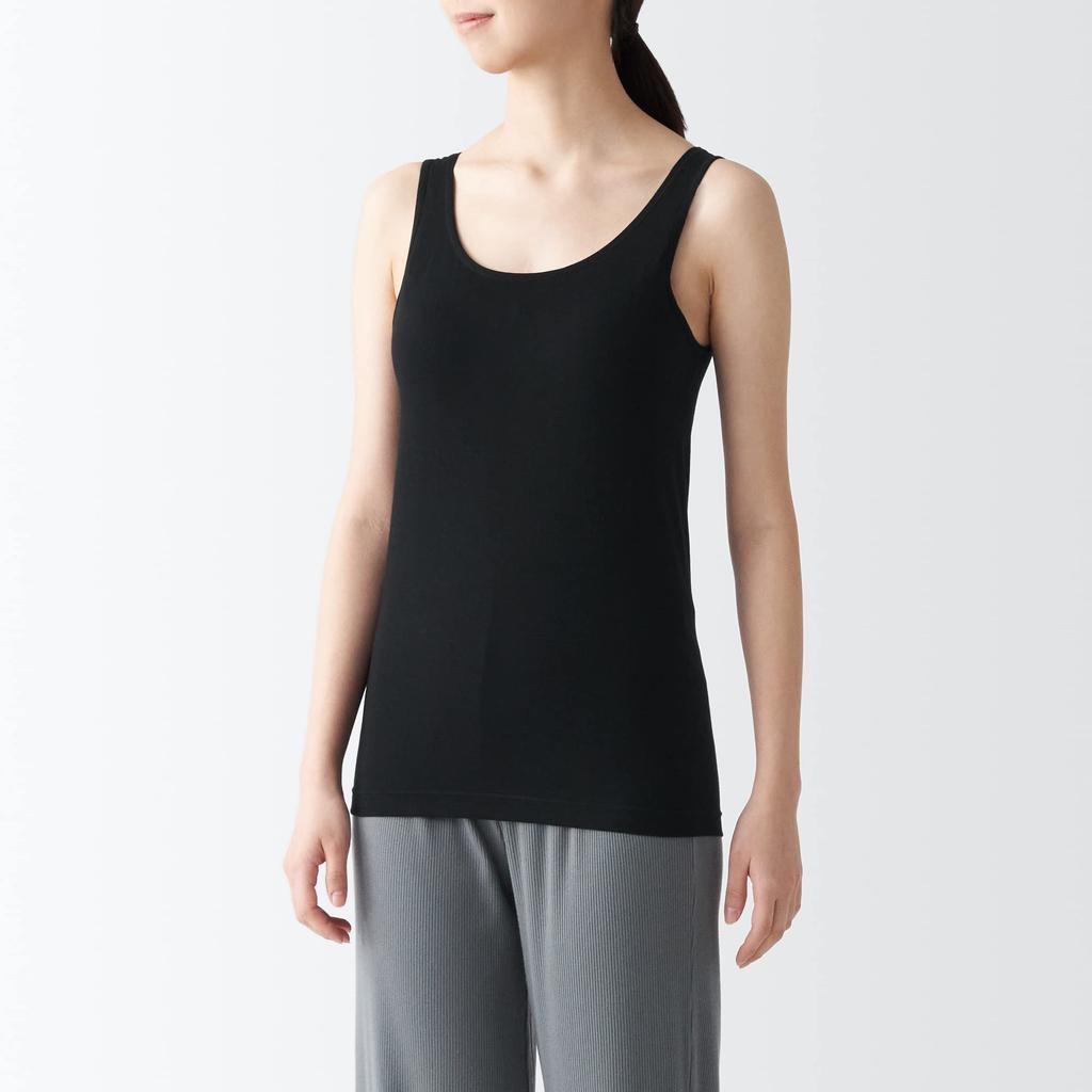 Dámský top s podprsenkou MUJI z hedvábné směsi FCB34A3S, černý, velikost S