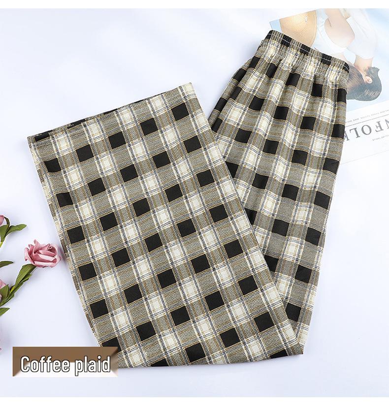 

Женские летние черно-белые клетчатые брюки с высокой талией, стройнящие, с широкими штанинами, длиной до пола, в повседневном стиле. One Size