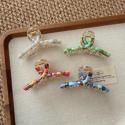 Rainbow Candy-Style Rhinestone Claw Clip, High-End and Exquisite Rear Hair Clip for Women, High Quality
