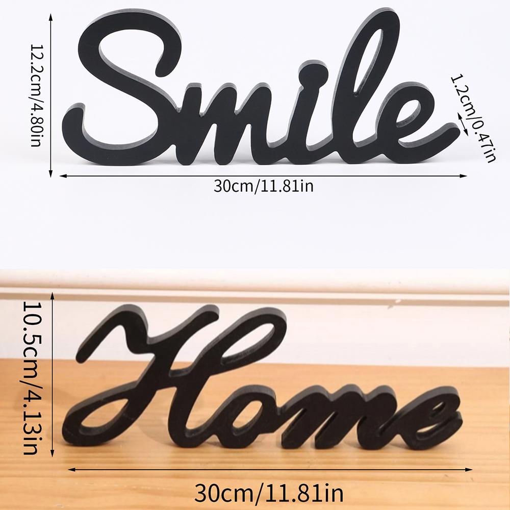 Wood Letter Word Sign Home Smile Unfinished Hanging Sign Home Wall Decoration Craft