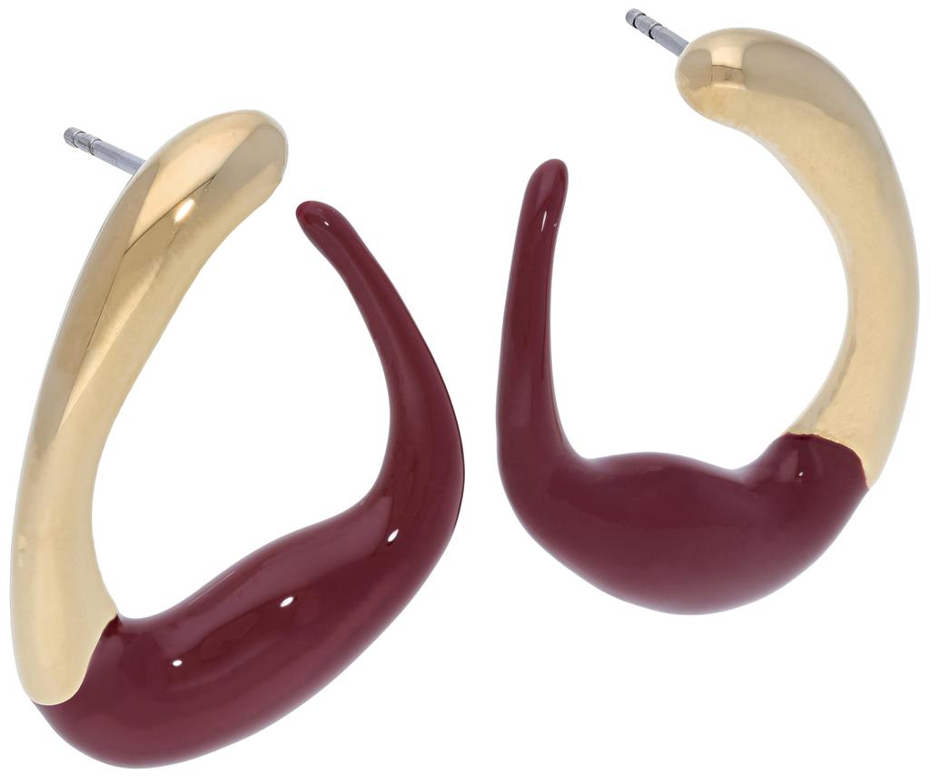 Skagen LIQUID METAL Gold Tone Stainless Steel Drop Earrings Dipped in Cranberry SKJ1766710 Women's Enamel,