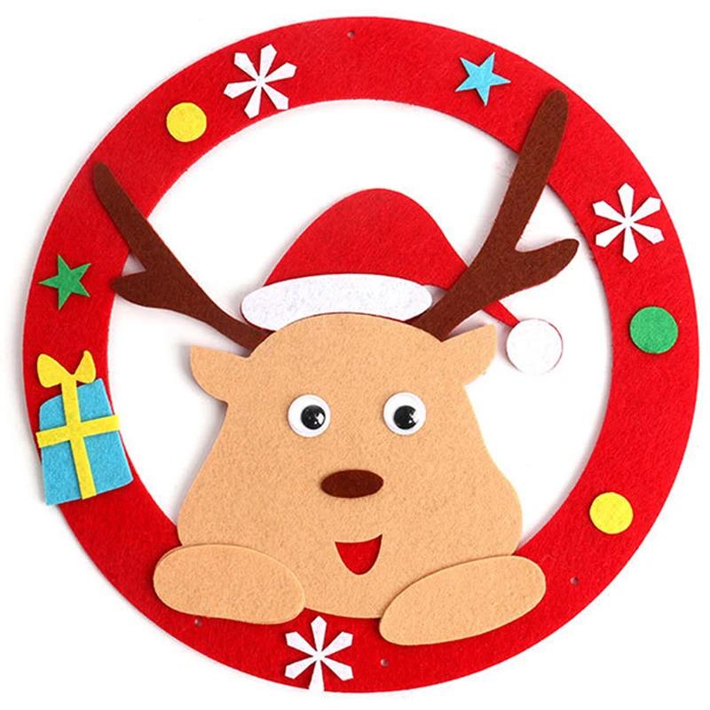 Non-Toxic Children Diy Handmade Craft Kits Christmas Wreath Decoration Kids Creative Materials Kits Puzzle Craft Educational Toy Xmas Gift