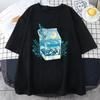 Milk Box Moonlight Waves Prints Men's T Shirt Breathable S-X